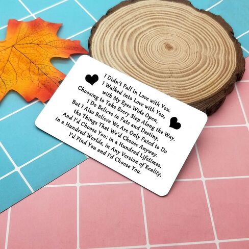 Heigebi الفولاذ المقاوم للصدأ محفورة المحفظة إدراج بطاقة المحفظة تذكار عاطفية له هدايا الزوج صديقها لذكرى عيد ميلاد صغير الحب ملاحظة إدراج بطاقة محفظة معدنية بطاقة للرجال in Kuwait