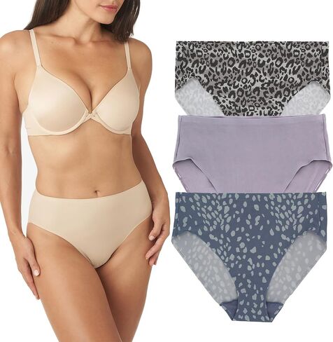 TC Women’s 3-Pack Microfiber Hi-Cut Brief Panties with Stay-Put Edge| No Show, No Ride Up | Everyday Confidence and Comfort in Saudi Arabia