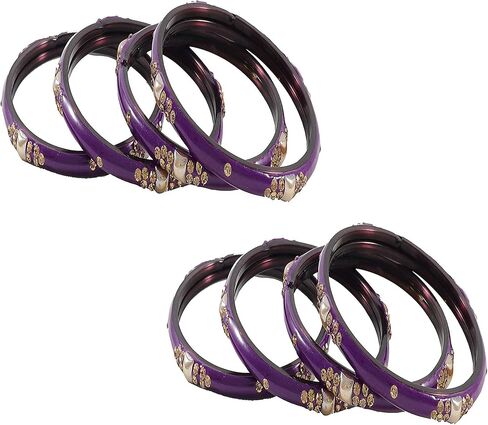 Glass with Zircon Gemstone & Beads Studded worked Glossy Finished Kada Set For Women and Girls | Set of 8 in Kuwait