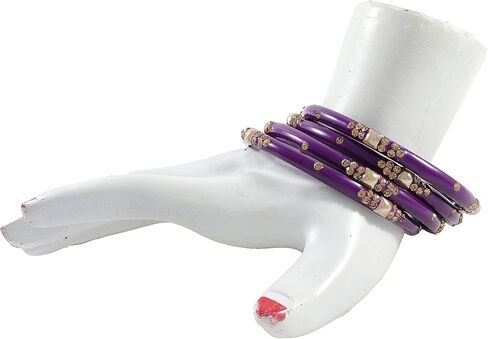 Glass with Zircon Gemstone & Beads Studded worked Glossy Finished Kada Set For Women and Girls | Set of 8 in Kuwait