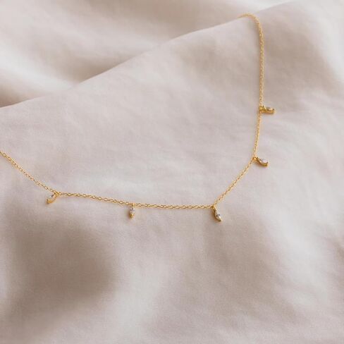 Sewyer Cubic Zirconia Diamond Choker Necklace for Women 14K Gold Plated CZ Necklaces Dainty CZ Solitaire Leaf Pendant Everyday Jewelry Gifts in Kuwait