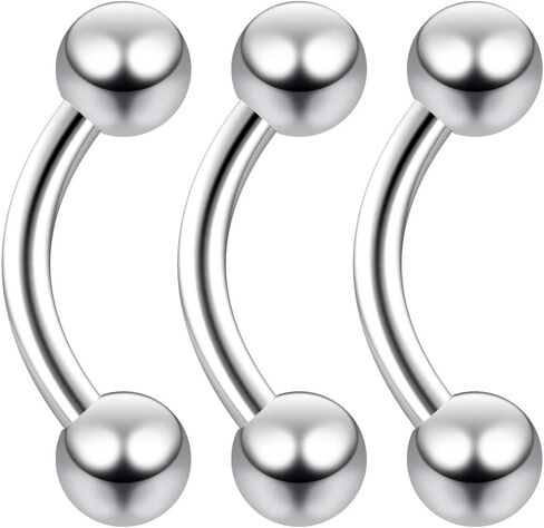 Evonix 3 قطعة 14 جرام منحني الحديد Daith Rook Conch Labret Helix الشفاه الدائري الزنمة الحاجب الغضروف in Kuwait