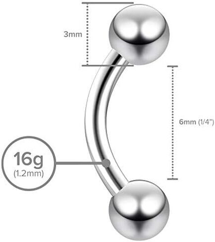 Evonix 3 قطعة 14 جرام منحني الحديد Daith Rook Conch Labret Helix الشفاه الدائري الزنمة الحاجب الغضروف in Kuwait