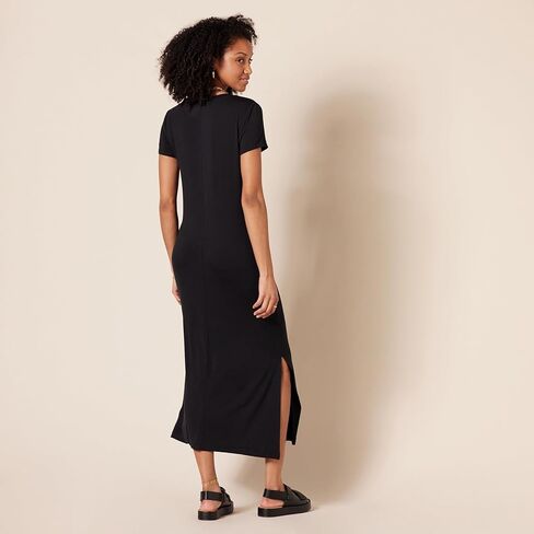Amazon Essentials Women's Jersey V-Neck Short Sleeve Midi Length Dress in Saudi Arabia