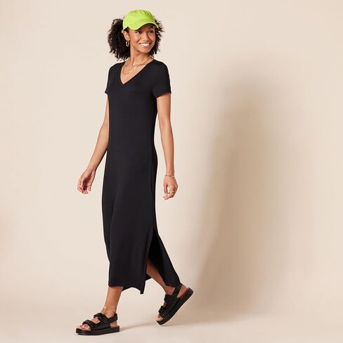 Amazon Essentials Women's Jersey V-Neck Short Sleeve Midi Length Dress in Saudi Arabia