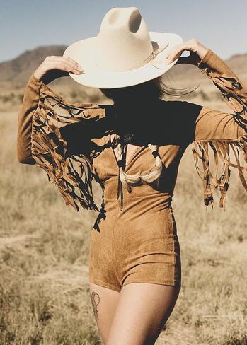 Women's Fringe Romper Faux Suede Western Jumpsuit in Kuwait