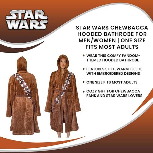 Ukonic Star Wars Chewbacca Hooded Bathrobe for Adults | One Size Fits Most in Saudi Arabia