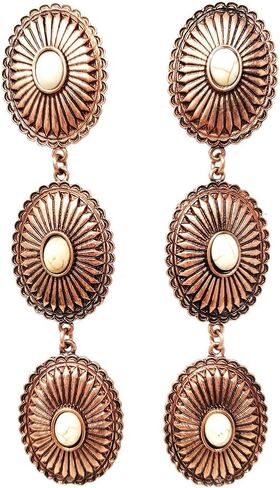 Emulily Western Concho انخفاض الأقراط المتدلية Boho Western Flower in Kuwait