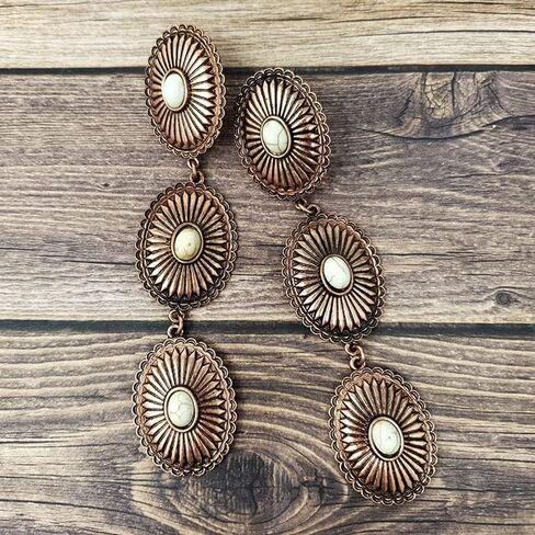Emulily Western Concho انخفاض الأقراط المتدلية Boho Western Flower in Kuwait