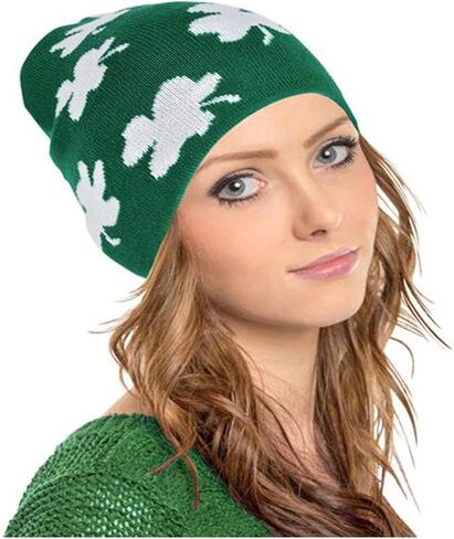 ThatsRad St. Patricks Day Knit Beanie Hat Cap Shamrock Irish Drinking Green in Kuwait
