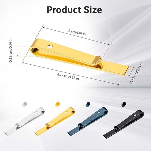 4 Pcs Tie Clips for Men, Classic Tie Clip with Gift Box, Black Silver Gold Navy Tie Bar Set, Brass Regular Tie Pin Set for Business Wedding Anniversary and Daily Life in Saudi Arabia