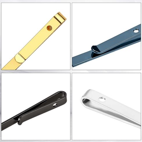 4 Pcs Tie Clips for Men, Classic Tie Clip with Gift Box, Black Silver Gold Navy Tie Bar Set, Brass Regular Tie Pin Set for Business Wedding Anniversary and Daily Life in Saudi Arabia