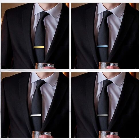 4 Pcs Tie Clips for Men, Classic Tie Clip with Gift Box, Black Silver Gold Navy Tie Bar Set, Brass Regular Tie Pin Set for Business Wedding Anniversary and Daily Life in Saudi Arabia