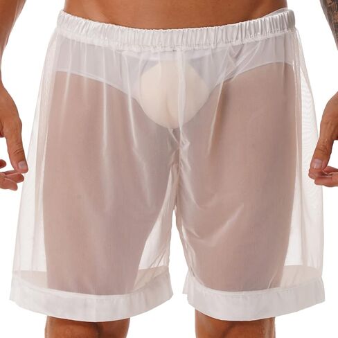 Men's Mesh See-Through Loose Lounge Boxer Shorts Underwear Summer Beachwear in Saudi Arabia