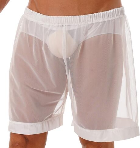 Men's Mesh See-Through Loose Lounge Boxer Shorts Underwear Summer Beachwear in Saudi Arabia