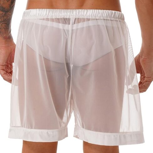 Men's Mesh See-Through Loose Lounge Boxer Shorts Underwear Summer Beachwear in Saudi Arabia