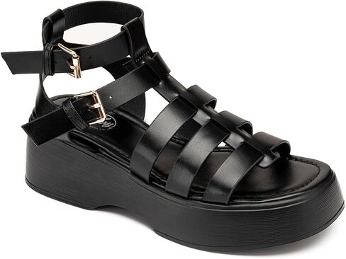 Trary Women's Platform Sandals - Open-Toe Wedge Espadrilles with Buckle Ankle Strap, Flatform Summer Beach Sandal for Casual Wear in Saudi Arabia