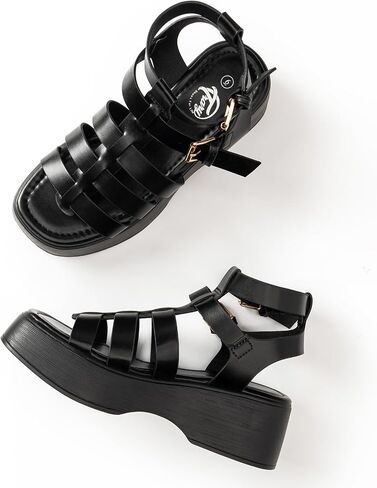 Trary Women's Platform Sandals - Open-Toe Wedge Espadrilles with Buckle Ankle Strap, Flatform Summer Beach Sandal for Casual Wear in Saudi Arabia