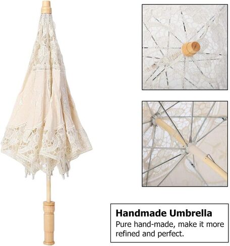 مظلة Haofy Lace Umbrella Parasol عتيقة مطرزة الخشب مظلة Parasol الزفاف التصوير الفوتوغرافي (3 1) in Kuwait