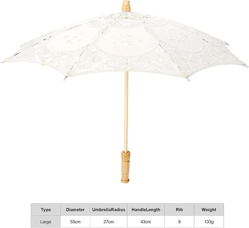 مظلة Haofy Lace Umbrella Parasol عتيقة مطرزة الخشب مظلة Parasol الزفاف التصوير الفوتوغرافي (3 1) in Kuwait