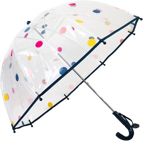 مظلة Meichoon للأطفال بمقبض طويل وقوس شفاف مزود برسومات كرتونية ملونة منقطة و8 عظام مقاومة للرياح وقابلة للكسر وفتح يدوي in Kuwait
