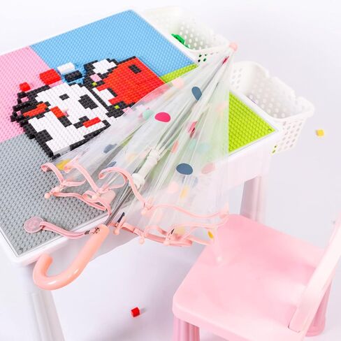 مظلة Meichoon للأطفال بمقبض طويل وقوس شفاف مزود برسومات كرتونية ملونة منقطة و8 عظام مقاومة للرياح وقابلة للكسر وفتح يدوي in Kuwait