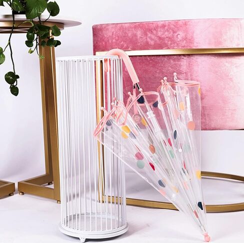 مظلة Meichoon للأطفال بمقبض طويل وقوس شفاف مزود برسومات كرتونية ملونة منقطة و8 عظام مقاومة للرياح وقابلة للكسر وفتح يدوي in Kuwait