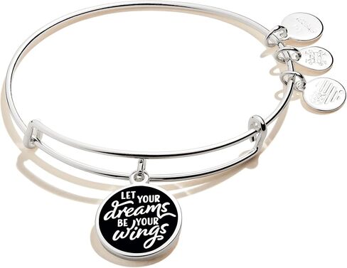 Alex and Ani Mantras + Inspirational Expandable Bangle for Women, Let Your Dreams Be Your Wings Charm, Shiny Silver Finish, 2 to 3.5 in,One Size,A21EBWAPDWSS, One-Size, Non-Precious Metal, no gemstone in Saudi Arabia