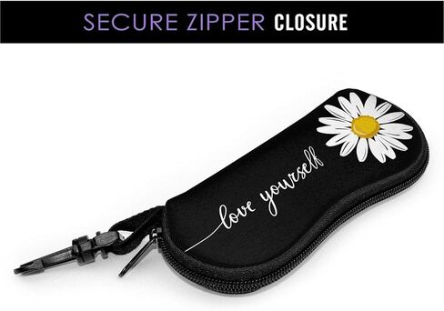 Love Yourself Chrysanthemum Sunglasses Soft Case With Belt Clip, Ultra Light Zipper Portable Neoprene Eyeglasses Case in Kuwait