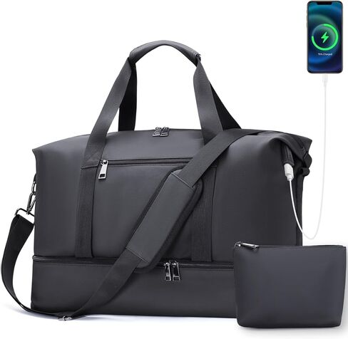 Gym Bag for Men and Women, Travel Duffel Bag, Large Carry On Duffel Bag with Shoe Compartment, Weekender Overnight Bag, Waterproof Sports Gym Tote with Toiletry Bag - MIYCOO in Kuwait