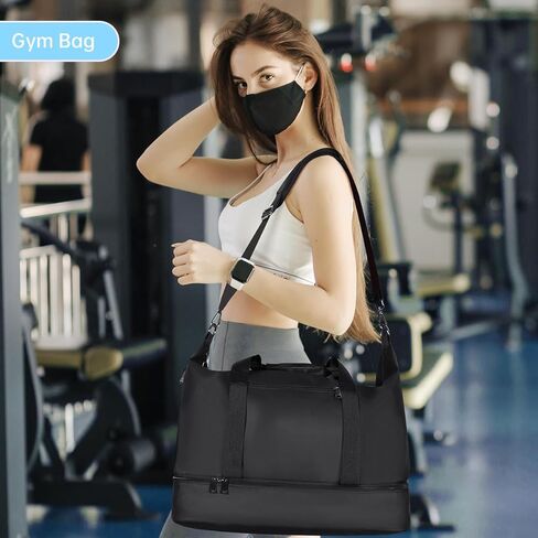 Gym Bag for Men and Women, Travel Duffel Bag, Large Carry On Duffel Bag with Shoe Compartment, Weekender Overnight Bag, Waterproof Sports Gym Tote with Toiletry Bag - MIYCOO in Kuwait