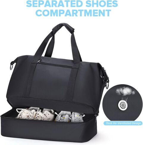 Gym Bag for Men and Women, Travel Duffel Bag, Large Carry On Duffel Bag with Shoe Compartment, Weekender Overnight Bag, Waterproof Sports Gym Tote with Toiletry Bag - MIYCOO in Kuwait