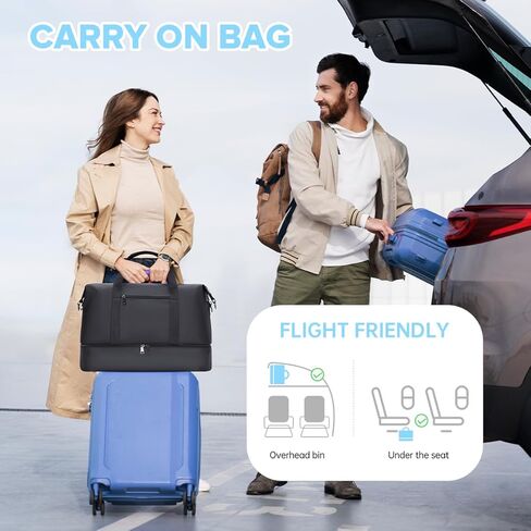 Gym Bag for Men and Women, Travel Duffel Bag, Large Carry On Duffel Bag with Shoe Compartment, Weekender Overnight Bag, Waterproof Sports Gym Tote with Toiletry Bag - MIYCOO in Kuwait