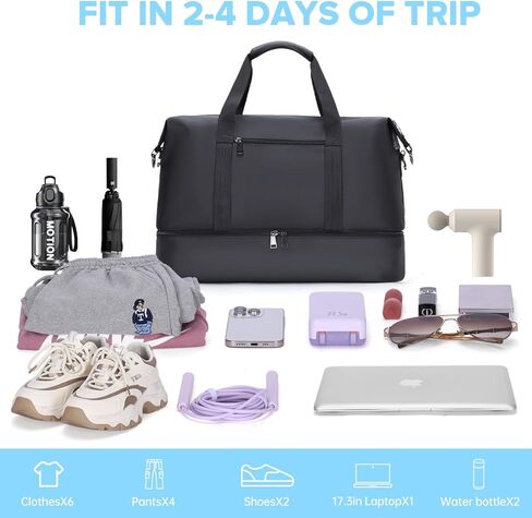 Gym Bag for Men and Women, Travel Duffel Bag, Large Carry On Duffel Bag with Shoe Compartment, Weekender Overnight Bag, Waterproof Sports Gym Tote with Toiletry Bag - MIYCOO in Kuwait