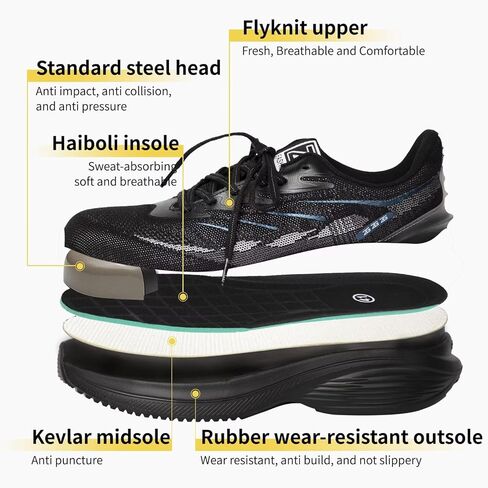 Leather Steel Toe Shoes Lightweight Sneakers Puncture Resistant Lace Up in Kuwait