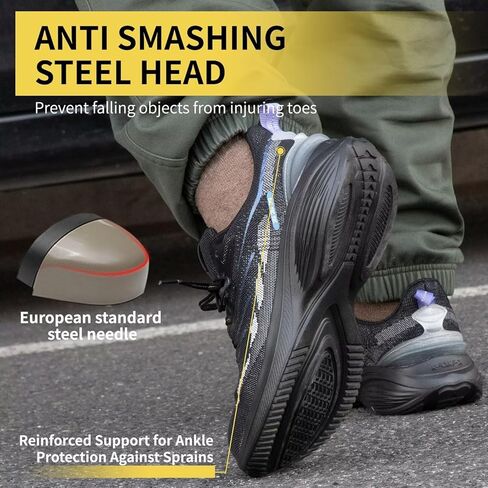 Leather Steel Toe Shoes Lightweight Sneakers Puncture Resistant Lace Up in Kuwait