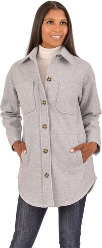 kensie Women's Button Front Faux Wool Shacket in Saudi Arabia