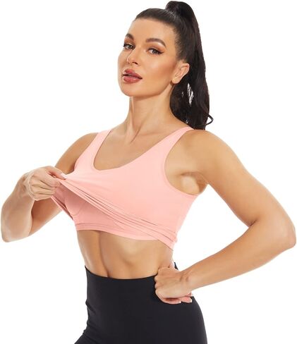 Women's Built-in Bra Crop Tank Tops Sleeveless Basic Cropped Shelf Bra Cotton Cami Tops for Daily Wearing in Saudi Arabia
