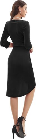 فستان نسائي من Gardenwed مخملي ملفوف برقبة على شكل حرف V وأكمام 3/4 مكشكش أنيق لحفلات الكوكتيل لضيوف الزفاف in Kuwait