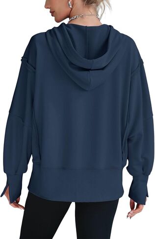 المرأة هوديس المتضخم البلوز عادية كم طويل الجانب الشق عالية منخفضة مضلع متماسكة هيم البلوز Y2K الملابس in Kuwait