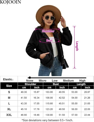 KOJOOIN سترات صوفية شتوية نسائية شيربا تيدي سترات بسحاب معطف فرو صناعي كم طويل سترة أشعث مع جيوب in Saudi Arabia