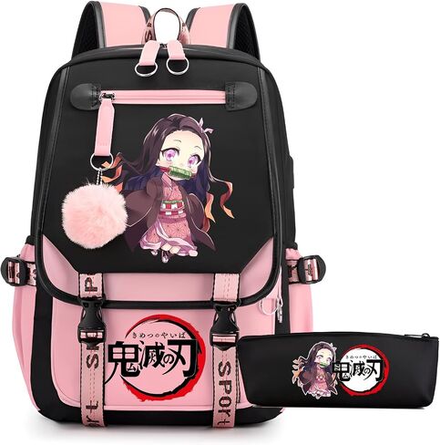Anime Backpack Cartoon 17inch School Backpacks 3D Print Laptops Shoulders Bag Gift for Students Boys Girls Fans, Style1 in Saudi Arabia