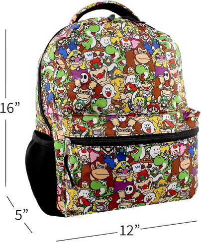 Nintendo Super Mario Brothers Boys Girls Teen 16" School Backpack (One Size, Black/Multi) in Saudi Arabia