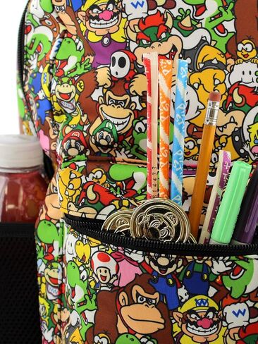 Nintendo Super Mario Brothers Boys Girls Teen 16" School Backpack (One Size, Black/Multi) in Saudi Arabia