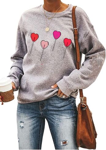 سويت شيرت Yimoya Valentine Day للسيدات لطيف على شكل قلب الفهد وقلب عيد الحب هدية للمعلم، سويت شيرت عيد الحب in Saudi Arabia
