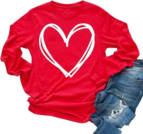سويت شيرت Yimoya Valentine Day للسيدات لطيف على شكل قلب الفهد وقلب عيد الحب هدية للمعلم، سويت شيرت عيد الحب in Saudi Arabia