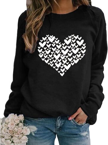سويت شيرت Yimoya Valentine Day للسيدات لطيف على شكل قلب الفهد وقلب عيد الحب هدية للمعلم، سويت شيرت عيد الحب in Saudi Arabia