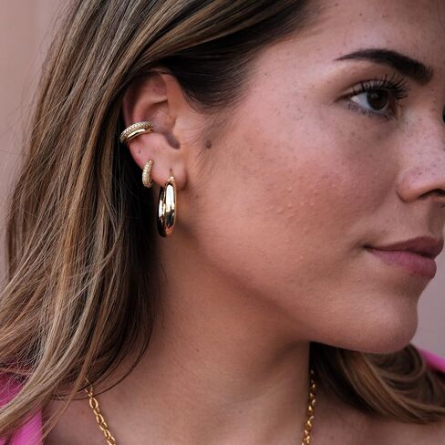 Chunky Thick Ear Cuff | Waterproof Gold Ear Wrap |Women's Gold Ear Cuff Set in Saudi Arabia