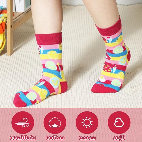 Cutecrop 36 Pairs Easter Socks Women's Bunny Socks Easter Egg Socks Crew Cotton Socks Warm Fluffy Color Socks Easter Gifts for Girl Wife in Saudi Arabia