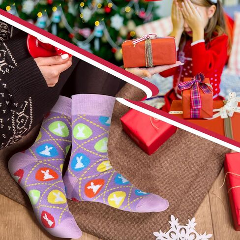 Cutecrop 36 Pairs Easter Socks Women's Bunny Socks Easter Egg Socks Crew Cotton Socks Warm Fluffy Color Socks Easter Gifts for Girl Wife in Saudi Arabia